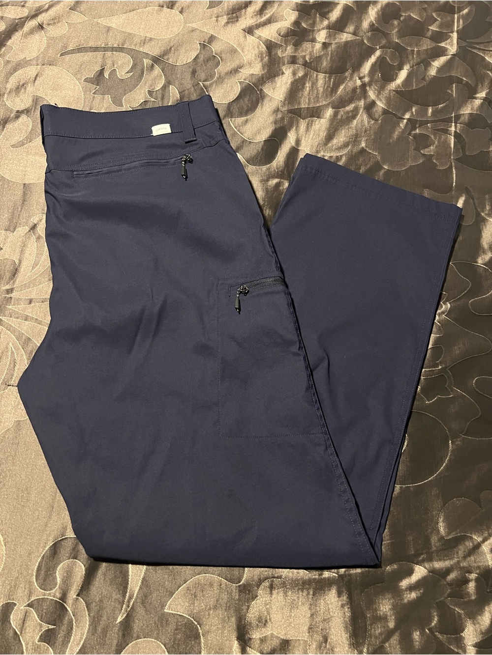 Orvis Men's Navy Tech Pants Utility Cargo Lightweight Zip Pockets 38x32